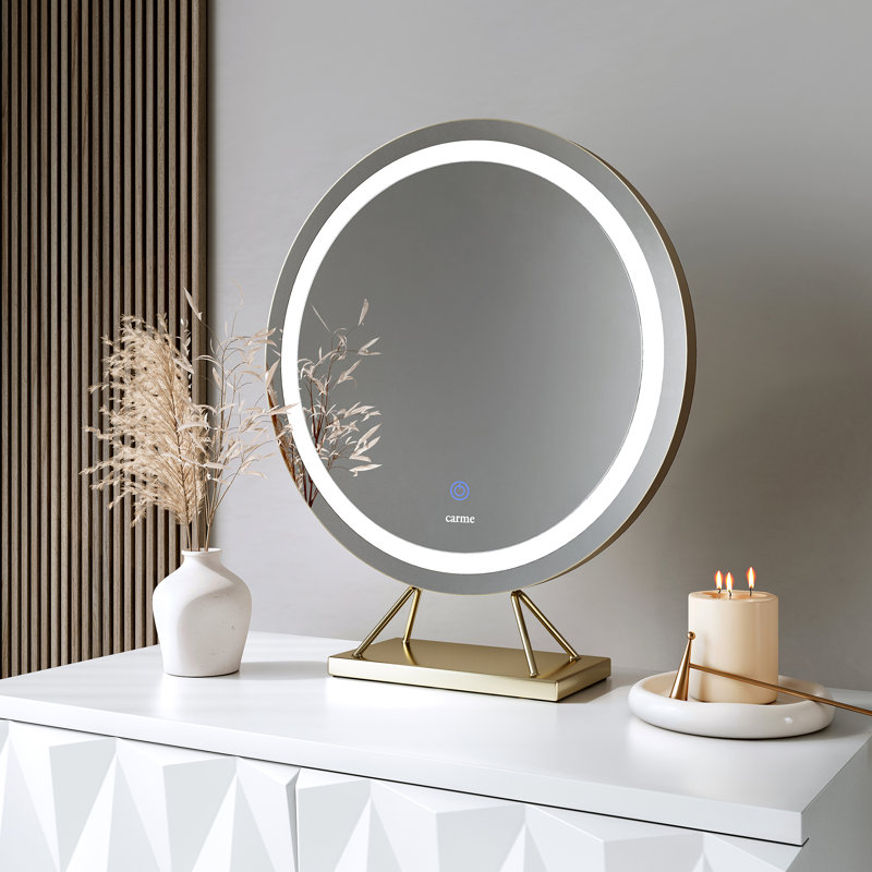 Lillia Frameless Touch Sensor LED Light Mirror, 54 cm x 45 cm, Gold