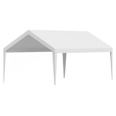 Auvent de remplacement pour abri d'auto, toile de toit de tente de garage de 12 pi x 20 pi, bâche résistante aux rayons UV et imperméable pour abri d'auto, housse d'abri d'auto robuste avec balles à billes, blanc, cadre non inclus
