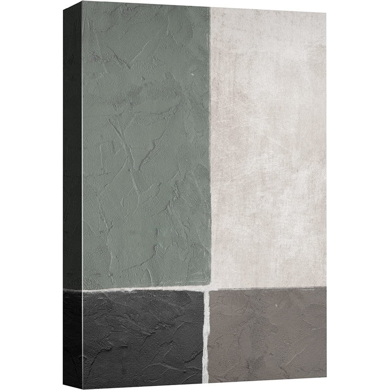 Minimal Landscape Mid-Century Dark Grey Black Grock Color Blocks - Floater Frame Print, H 24 po x l 16 po x P 1,5 po