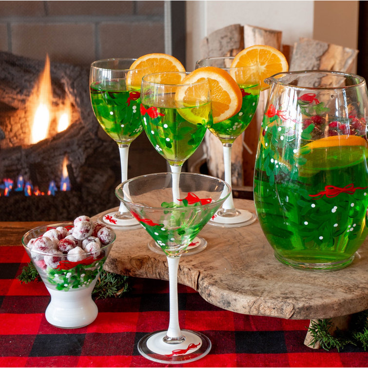 Mistletoe Pine 7 oz. Martini Glass (Set of 2) The Holiday Aisle