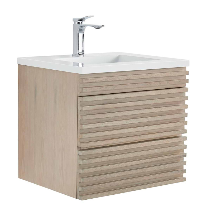Gibson 48" Wall Mounted Single Bathroom Vanity with Top, Light Wood, 24"