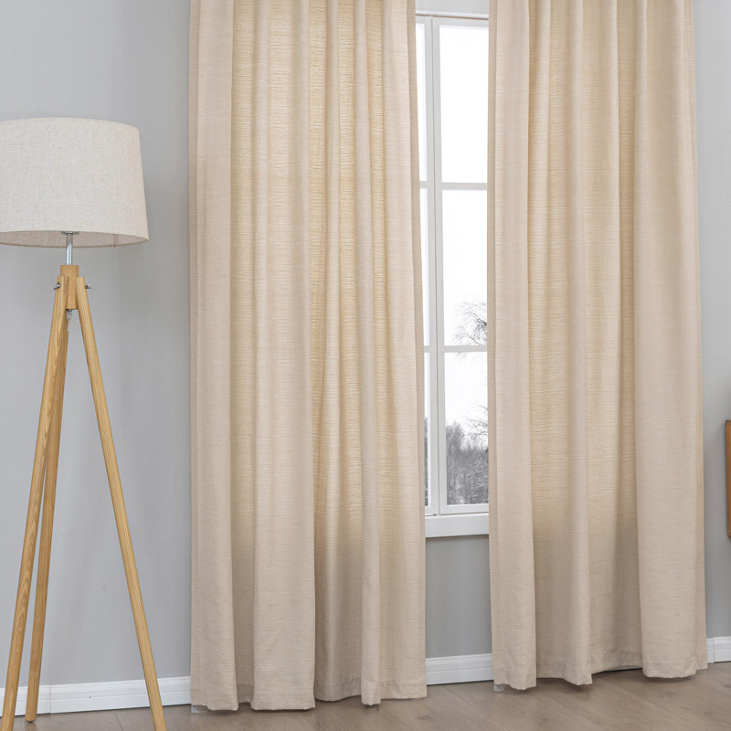 Wulfram Cotton Blend Textured Semi-Sheer Back Tab/Rod Pocket Curtain Pair, 52" W x 108" L, Light Gray