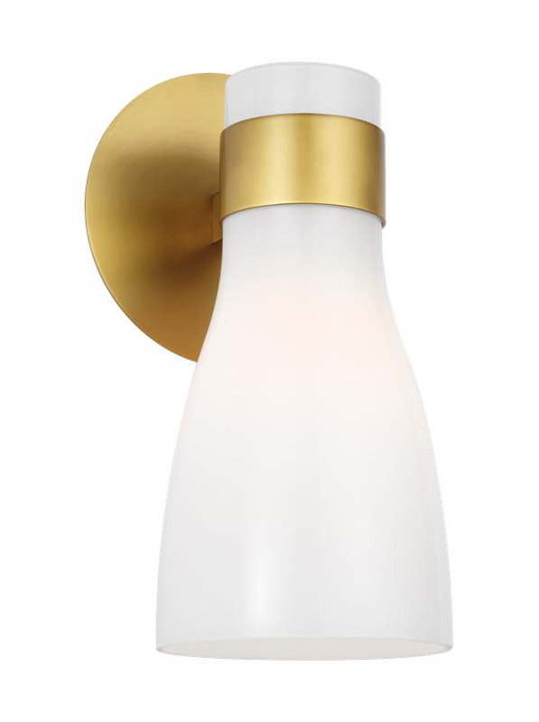 Burnished Brass and Glass Single Light Vanity Sconce