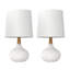 Lampe de table moderne 14 po en céramique et bois-247103230