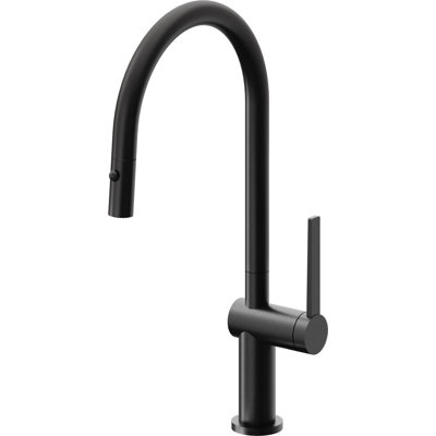 Pull-Down Kitchen Faucet With Button Sprayer - High Arc Spout