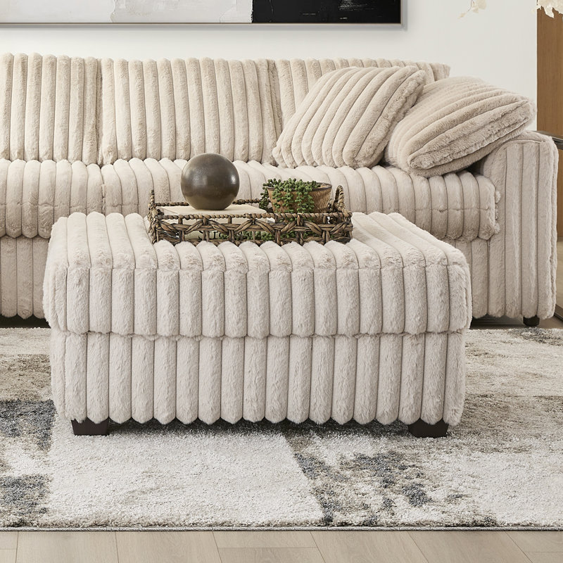 Ensemble de salon modulaire capitonné 3 pièces avec repose-pieds couleur champagne Mondo, Champagne Mondo