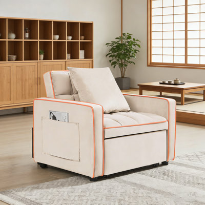 Chaise trois-en-un, canapé-lit pliant à dossier réglable, lit simple moderne pour adultes, blanc crème