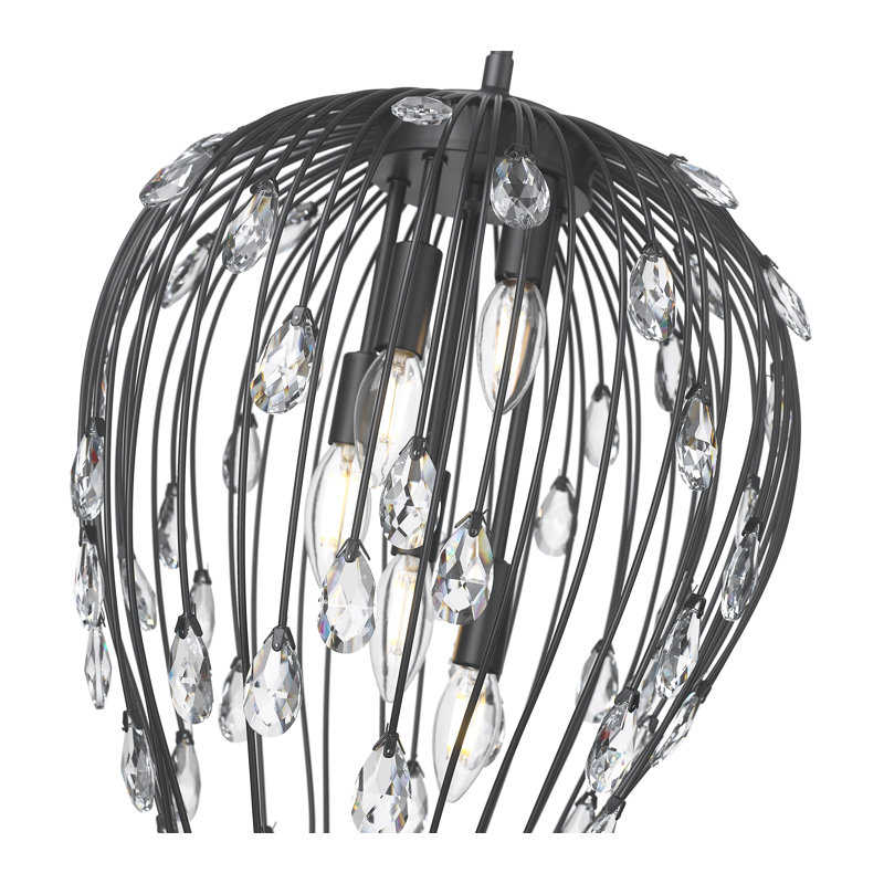 Luminaire suspendu noir mat 5 lumières Gabriella, Noir mat