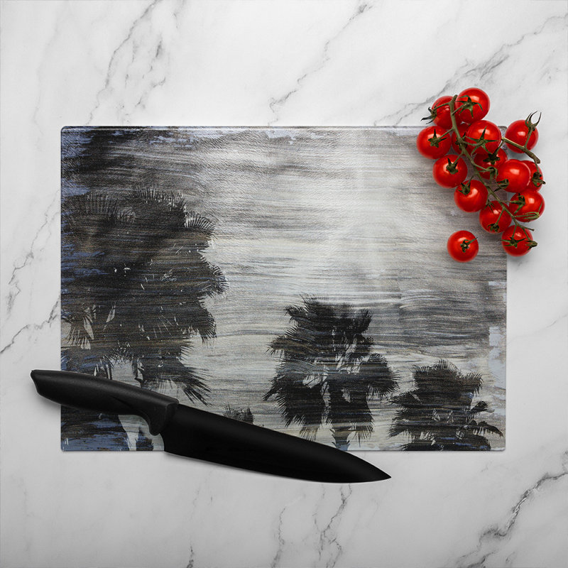 Palm Glass Chopping Board, 40cm L x 28cm W