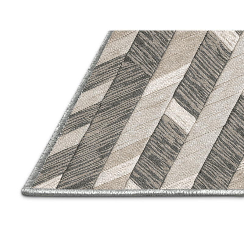 Washable Weathered wood tones Nautical Area Rug, Rectangle 3' x 5'