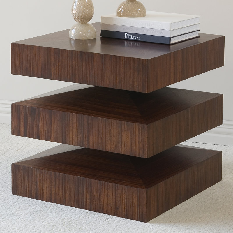 Sleek Dark Walnut Square End Table with Satin Lacquer Finish
