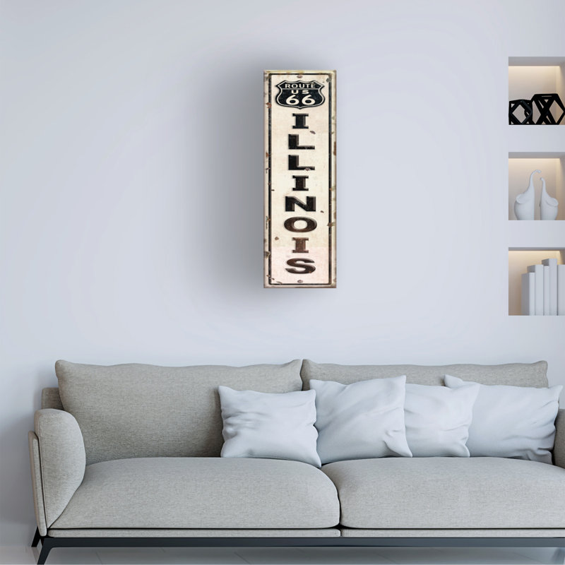 "Route 66 IL" sur toile par RetroPlanet, art textuel, H 32 po x l 10 po x P 2 po
