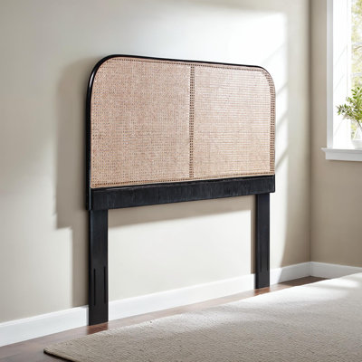 Ratzlaff Birdseye Cane and Solid Mahogany Wood Panel Headboard by Beachcrest Home