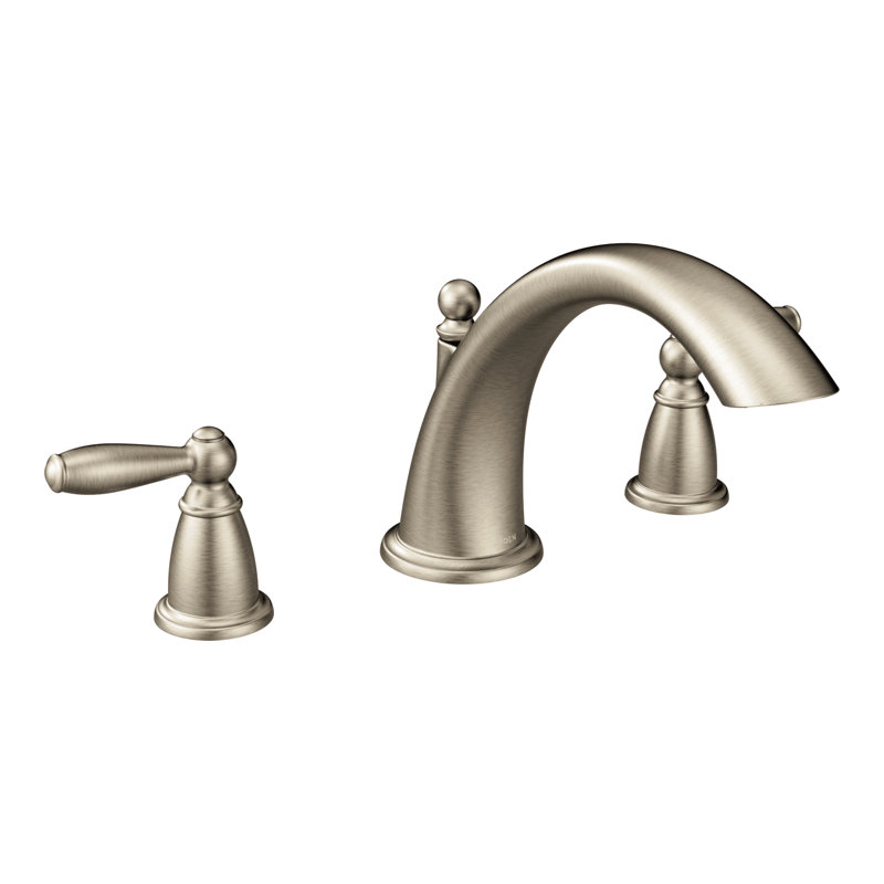 Garniture de robinet de baignoire romaine à deux poignées à fixer sur plateau Brantford, Nickel brossé