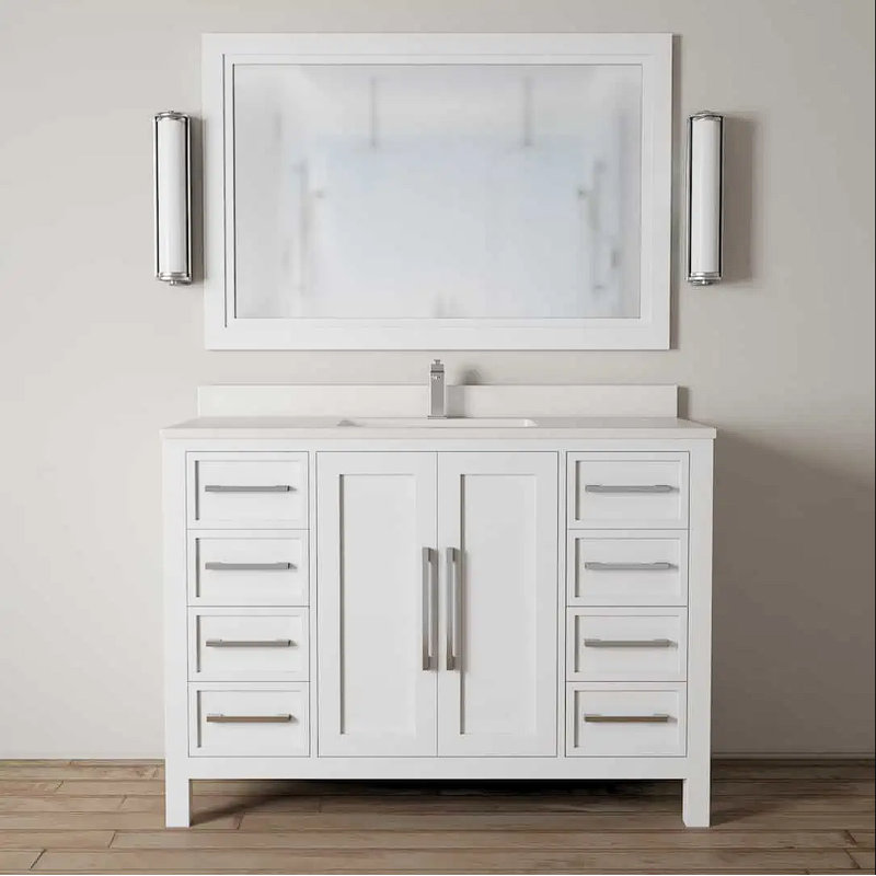 Ensemble de meuble-lavabo simple 48 po, Blanc, Blanc, Chrome