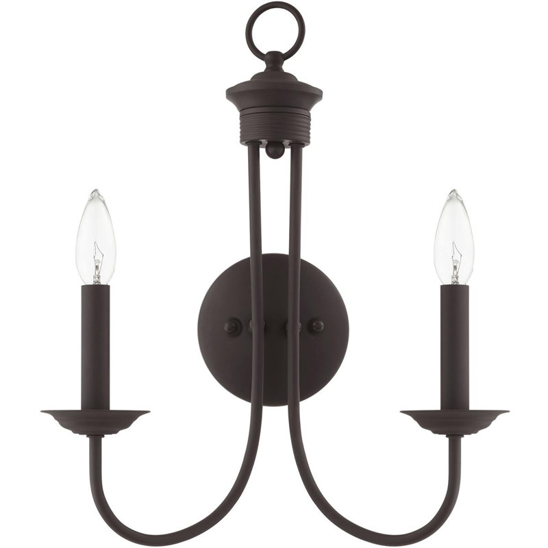 Applique murale 14 po en bronze à 2 lumières | Base en acier | Éclairage élégant pour tout espace.
