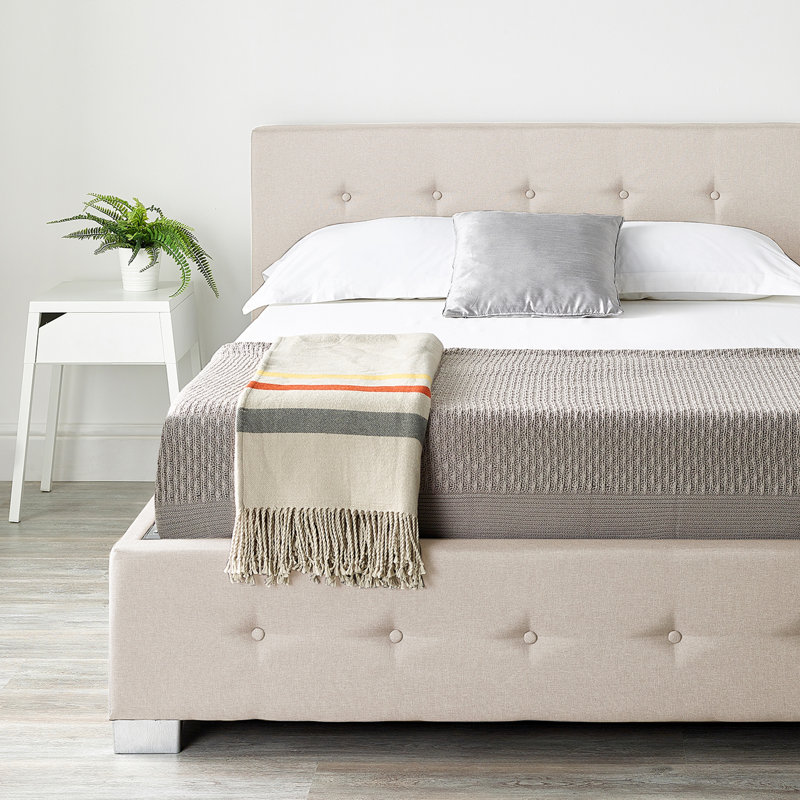 Caddo Fabric Upholstered Ottoman Bed Frame, Small Double (4'), Natural