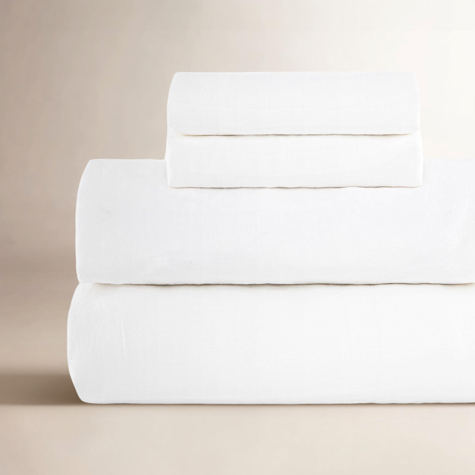 Linen Sheet Set, White, Twin Sheet Set with 1 Pillowcase