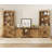 Farmhouse Mid-Century Modern TV Stand, Entertainment Center For 75" TV, 73"H 5-Tier Tall Bookcase, Open Storage & Barn Doors For Living Room, Bedroom, Vintage Oak-1858688812
