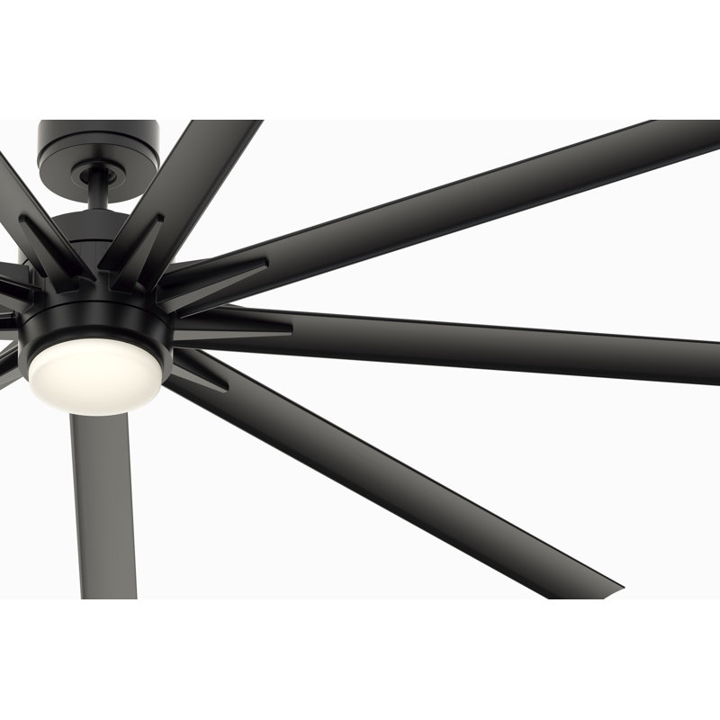Odyn 84 inch Indoor/Outdoor Smart Ceiling Fan with LED CCT Select Light Kit - Black with Black blades, Black