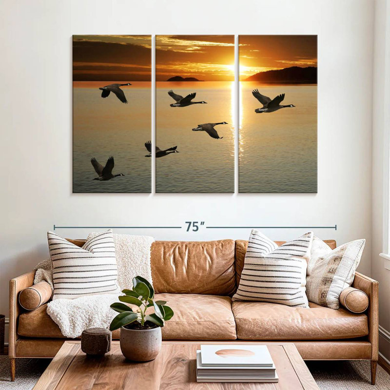 Brampt Sunset Geese Flight, 42" H x 65" W