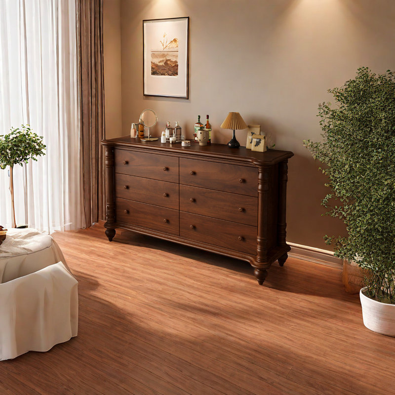 Commode d'appoint en bois massif style rétro