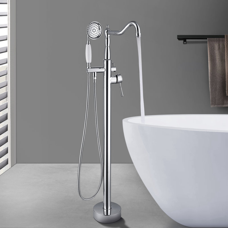 Freestanding Tub Filler with Diverter, Chrome