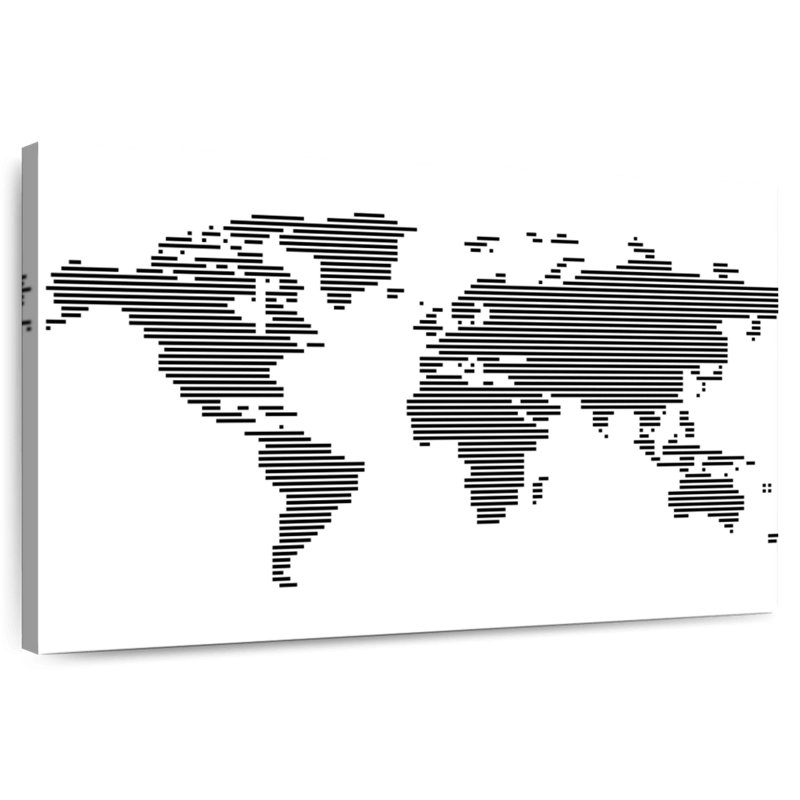 Carte du monde Aliaz BW Stripes, H 8 po x l 12 po