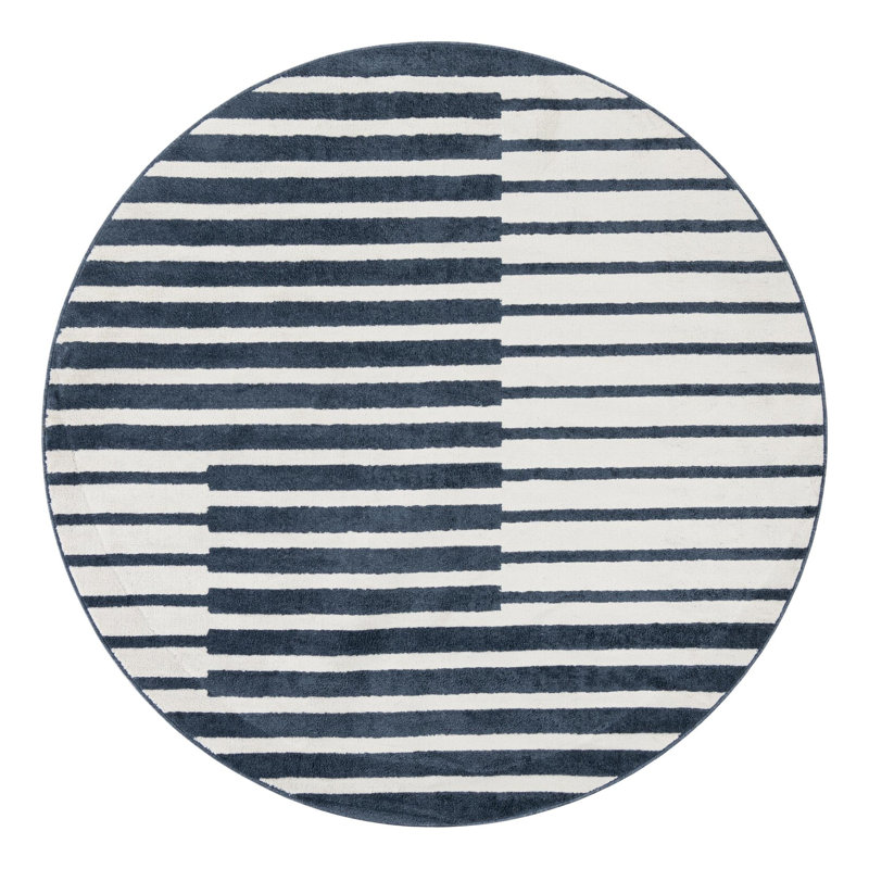 Ivy Bronx Namsen Nathanyl Rug Blue, Round 7'10"
