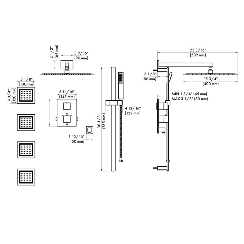 Complete Shower System with Rough-in Valve, Champagne Bronze