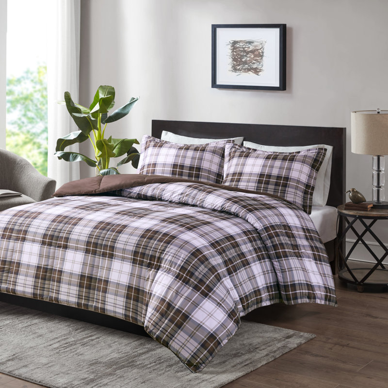 Twin Brown Reversible Down Alternative Comforter Set