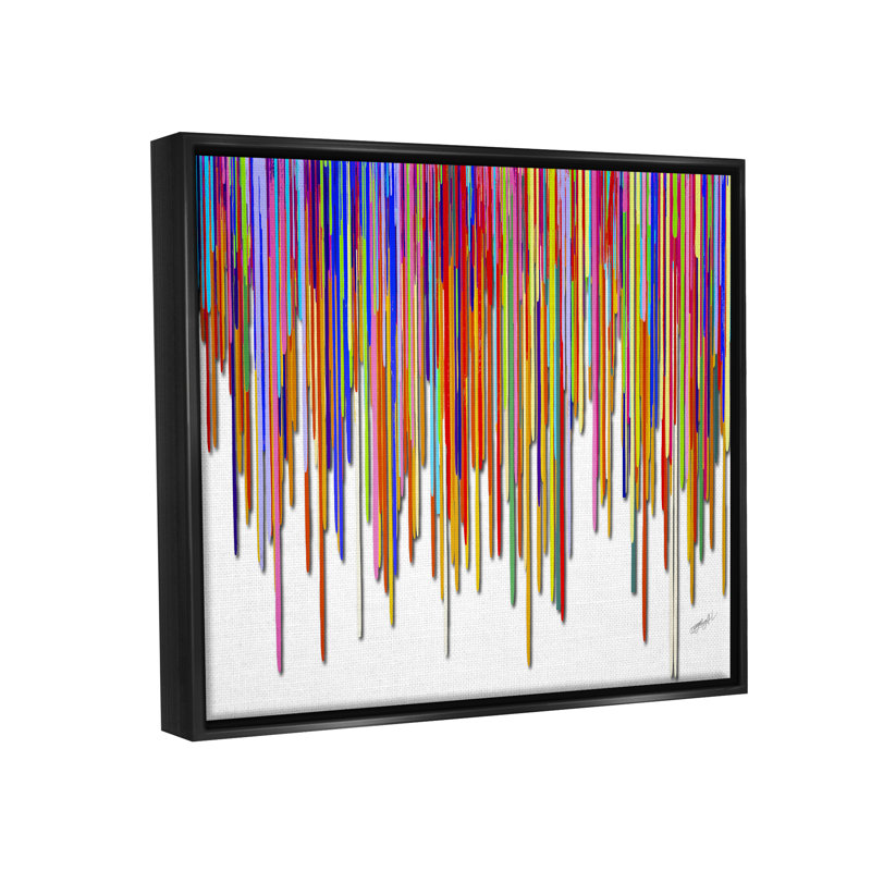 Stupell Industries Abstract Rainbow Lines Dripping Framed Giclee Art Design By Lena Owens, Giclée encadrée noir minuit