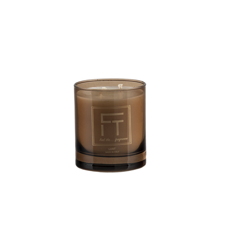 Passion Scented Designer Candle with Glass Holder, Amber