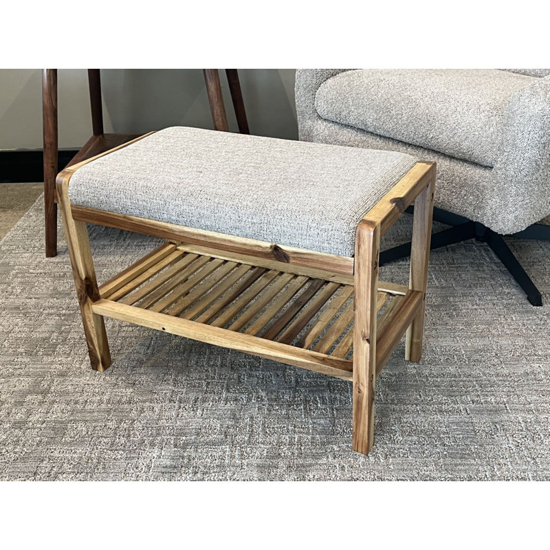 Acacia Padded Bench, Natural