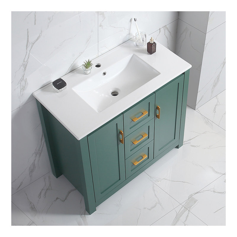 Meuble-lavabo blanc 36 po avec lavabo simple, meuble-lavabo sous-comptoir, armoire de rangement avec 2 portes et 2 tiroirs, fermeture en douceur, rangement multifonctionnel
