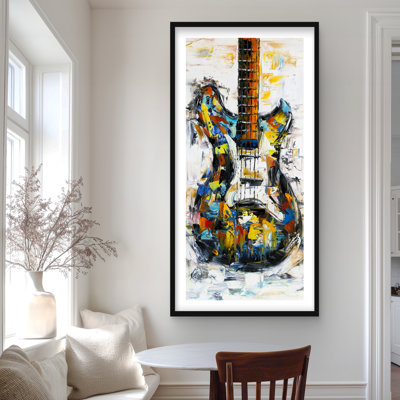 «Abstract Colorful Colorful - Living Room», reproduction encadrée bleue