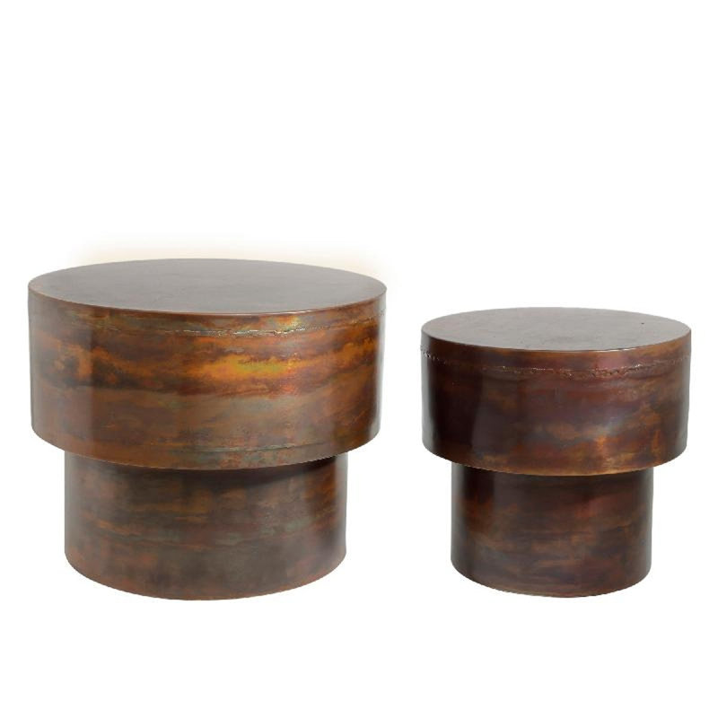 PTMD Side table Kys - 57x57x44 cm - Iron - Copper - Set of 2