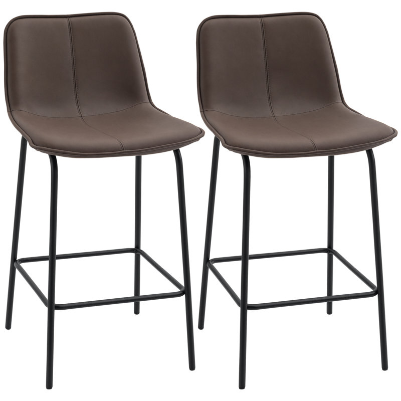 Ensemble de 2 tabourets de bar Corrigan Studio®, tabourets de bar à hauteur de comptoir, tabourets de cuisine de 26 po (66 cm) avec pieds en acier pour la salle à manger, allée de cuisine, café