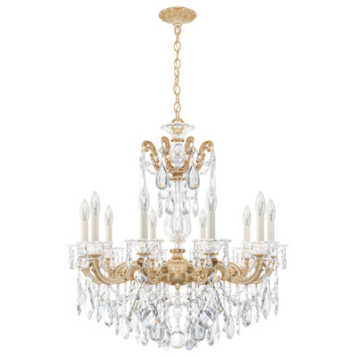 La Scala 10 Light 28in x 29.5in Chandelier in Etruscan Gold with Clear Radiance Crystals