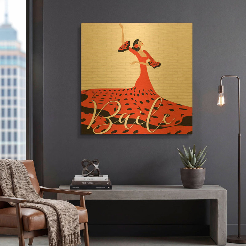 Tableau mural en métal doré « Baile » de Karen Smith, 91,4 cm x 91,4 cm, 36 po x 36 po