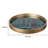 Jemin Decorative Tray With Swirl Patterns, Gold MDF Rim, Blue Glass 18 Inch