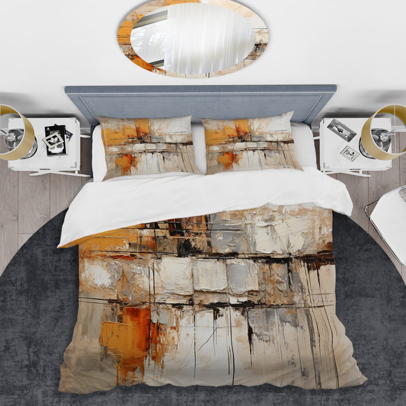 Ensemble de housse de couette Orange Impressions II - Abstract Collages - Microfibre de polyester