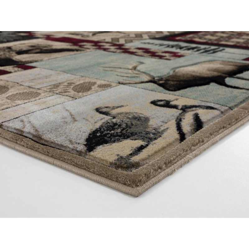 Tapis beige / bourgogne Shinn, Rectangle 5 pi 2 po x 7 pi 5 po