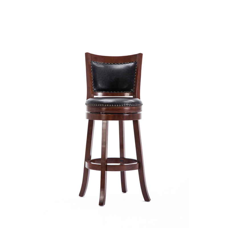 Coriyah Swivel Upholstered Counter Stool with Solid Wood Frame, Cherry, Bar Stool (30.75” Seat Height)
