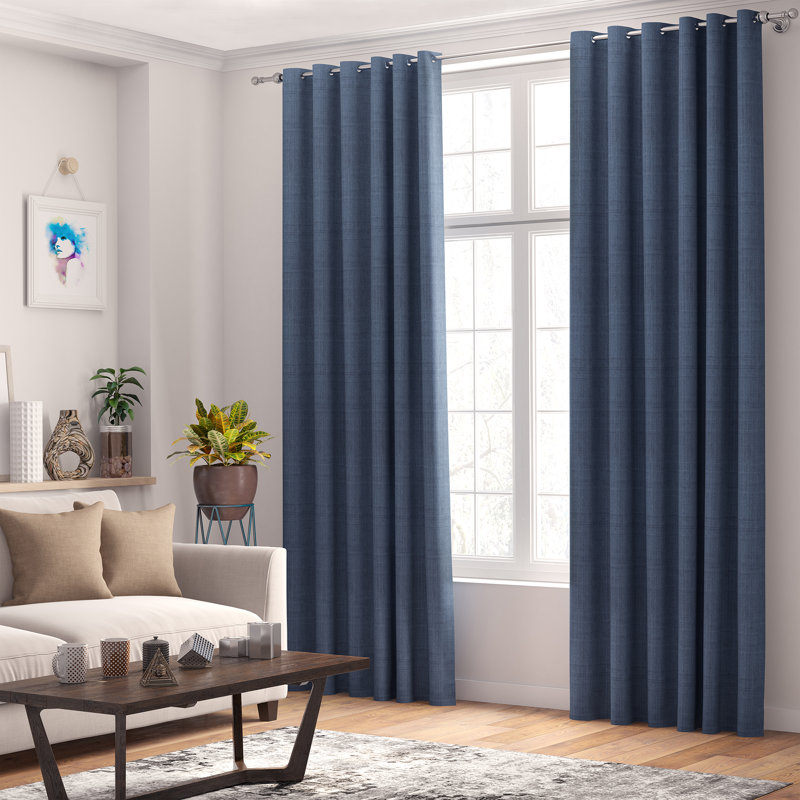 Shives Room Darkening Curtain Pair, Dark Blue, 168 W x 137 D cm