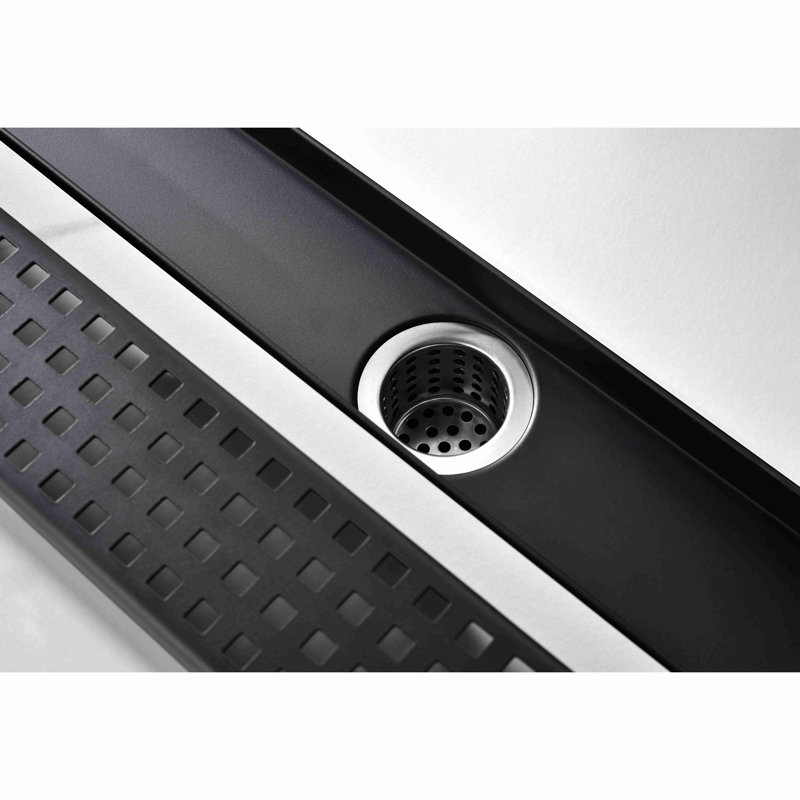 Linear Shower Drain With Removable Quadrato Pattern Grate, 304 Stainless Shower Drain Included Hair Strainer And Leveling Feet