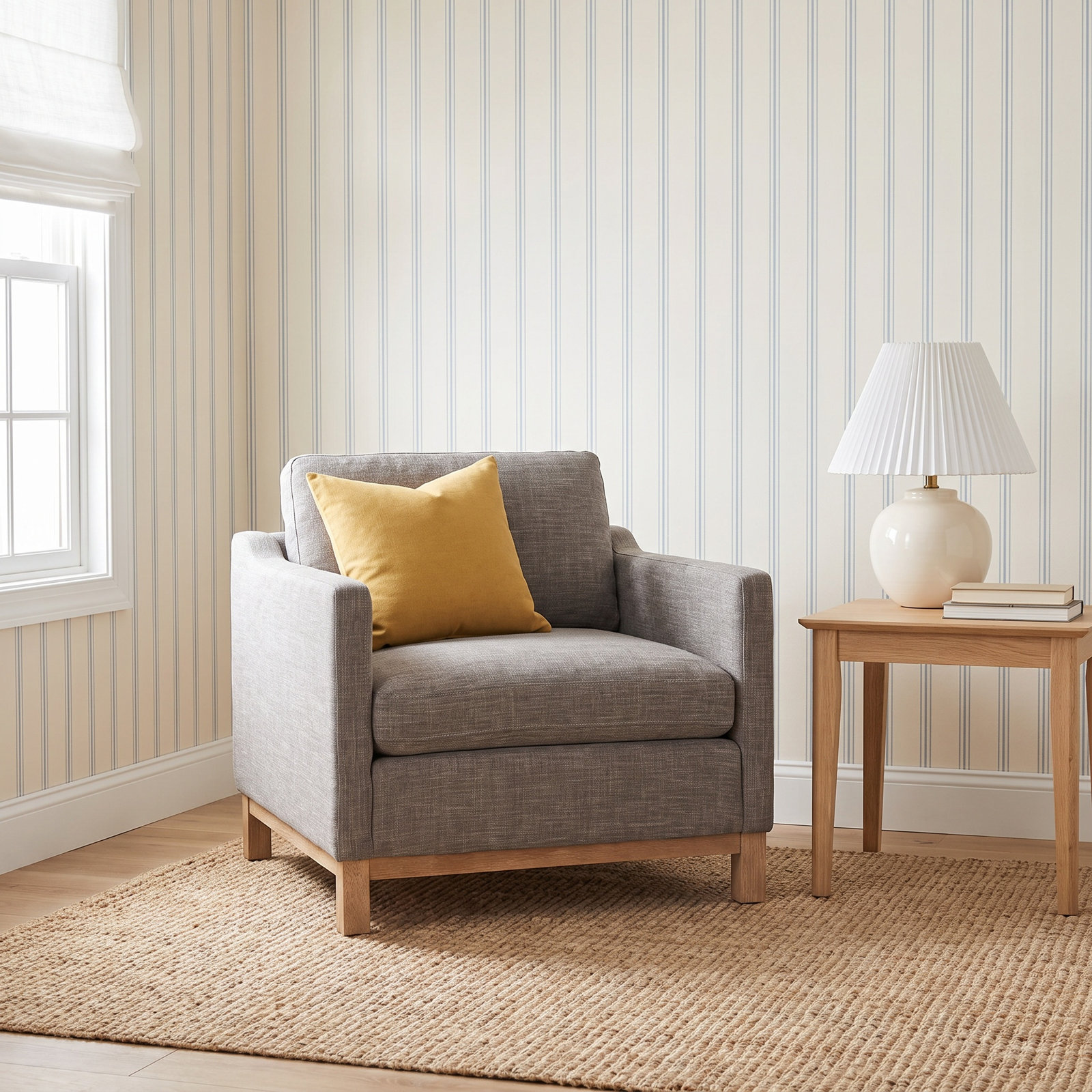 Down Filled Armchair with Ottoman, Smoke 
