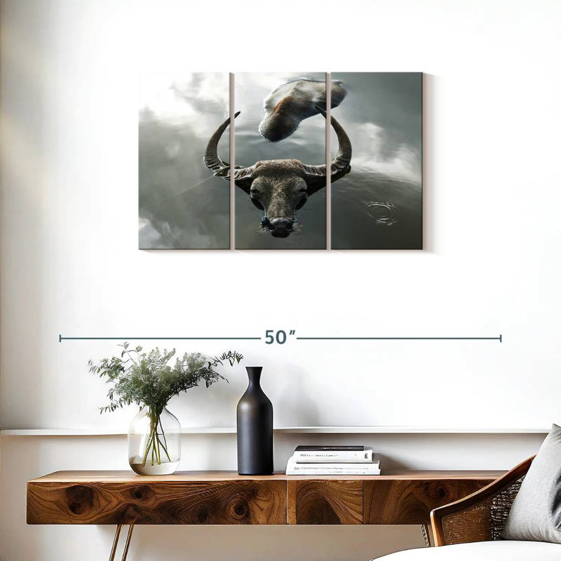 Bathing Buffalo, H 20 po x l 33 po