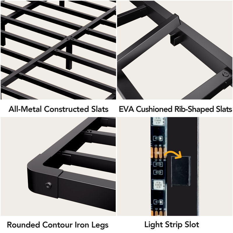 Floating Bed Frame With LED, King