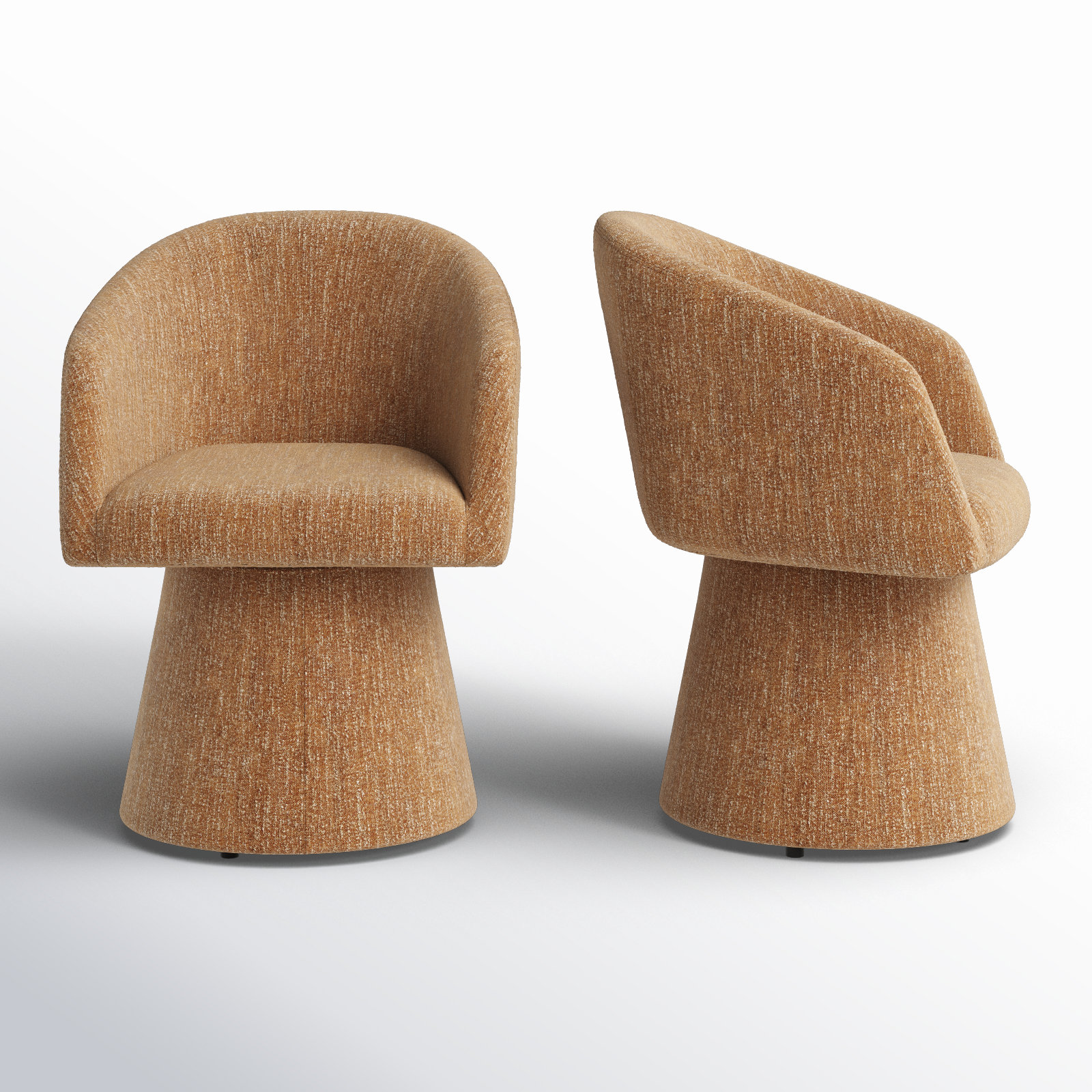 Kyo Swivel Dining Armchair, Mellow Mustard Boucle